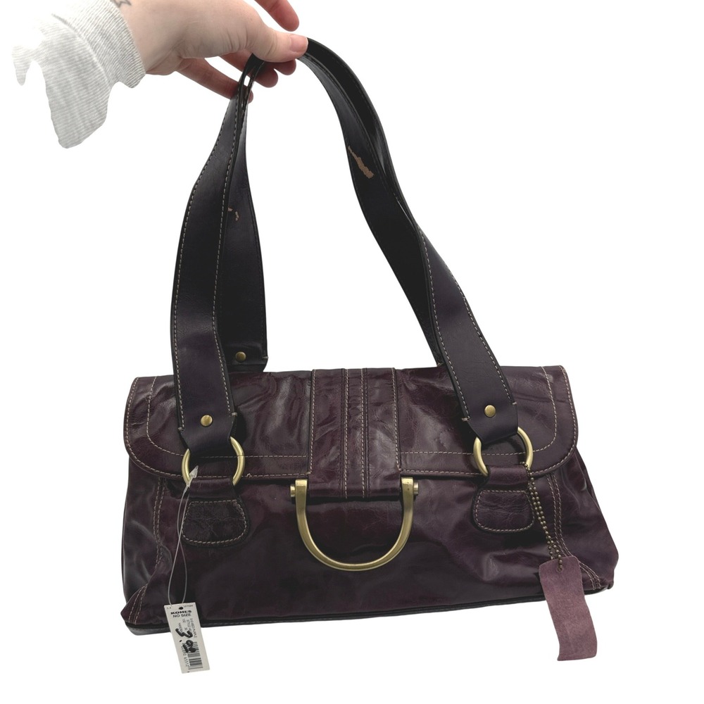 Apt. 9 Shoulder Bag Womens Plum Purple Faux Leather Brass Hardware Y2K Aesthetic